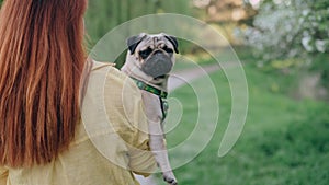 Woman with her beloved dog.