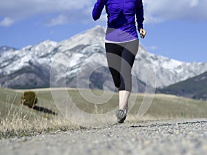 Woman in her fifties running in Montana