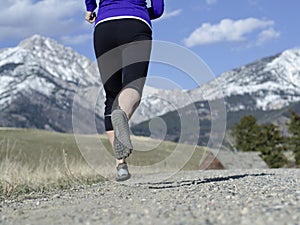 Woman in her fifties running in Montana