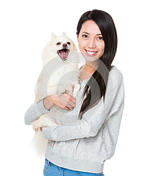 Woman with her happy doggy