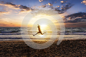 Woman during her outdoor exercise on the beach