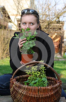 Woman with herbs