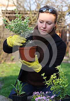 Woman with herbs