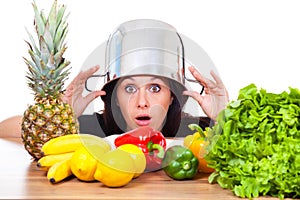 Woman hide out in the kitchen