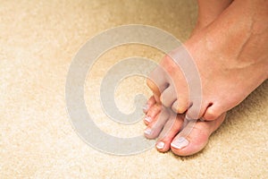 Woman hiding toes