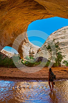 Woman Hiker Backpacker near Jacob Hamblin Arch Coyote Gulch photo