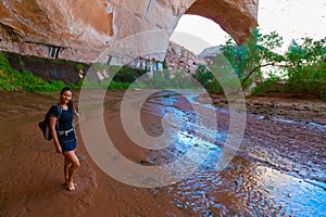 Woman Hiker Backpacker near Jacob Hamblin Arch Coyote Gulch photo