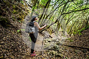 Woman hiker cultural park la zarza photo