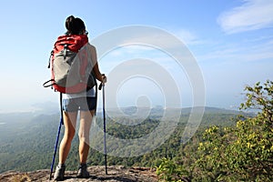 Woman hiker enjoy the view