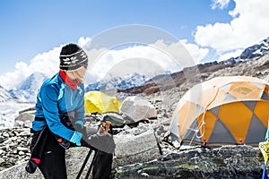 Woman hiker in Everest base camp