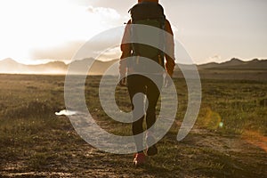 Woman hiker hiking