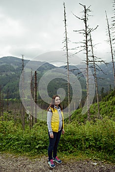 woman hiker hiking on trail