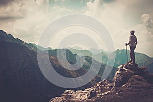 Woman hiker on a mountain