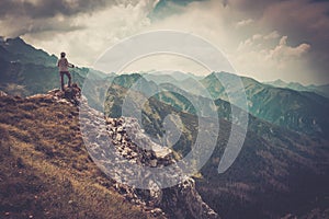 Woman hiker on a mountain