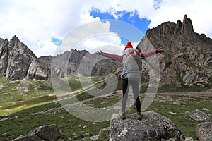 woman hiker on mountain top