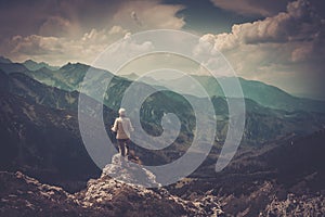 Woman hiker on a mountain