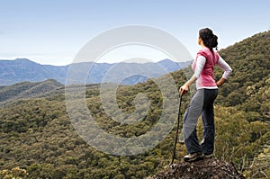 Woman Hiker in Mountains