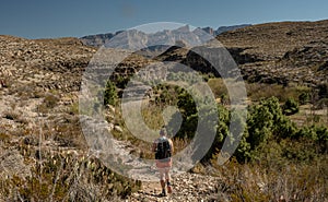 Woman Hikes Next To The Rio Grand Along The Hot Springs Trail