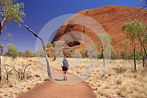 Woman Hiking Around Uluru