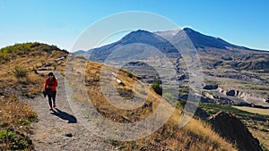 Woman hiking the Boundary Trail at Mount Saint Helens National Volcanic Monument.