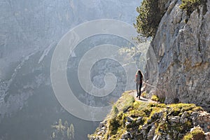 Woman hiking in Dolomites