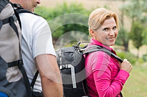 Woman Hiking With Husband