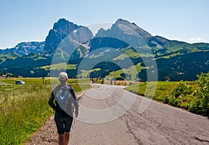 Woman hiking in Italian Alps