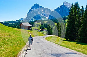 Woman hiking in Italian Alps