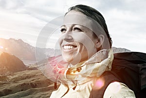 Woman Hiking Mountains New Zealand Concept