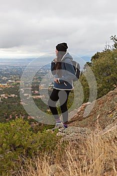 Woman hiking in Santa Fe, New Mexico