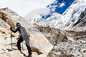 Woman hiking to Everest basecamp