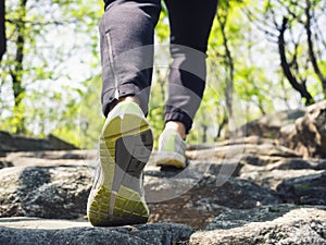 Woman Hiking Trail on Mountain Outdoor Travel adventure photo