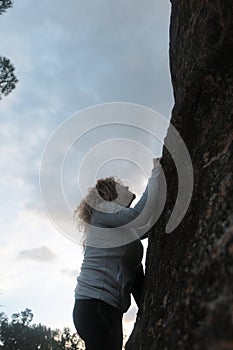 Woman hikking outdoors in the mountain