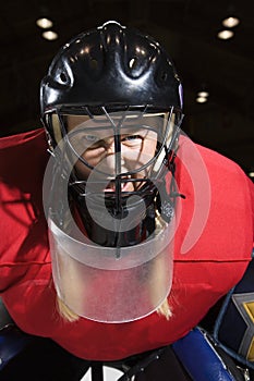 Woman hockey goalie.