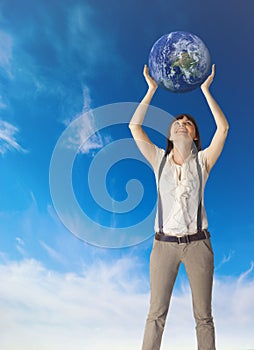 Woman hold earth