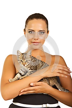 Woman hold her lovely cat