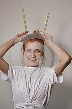 A woman hold Moxa stick.