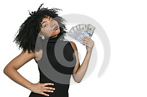 Woman Holding 100 Dollar Bills