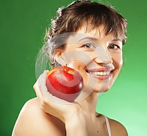 Woman holding an apple