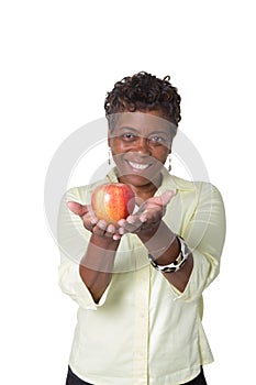 Woman holding an apple