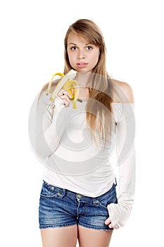 Woman holding banana