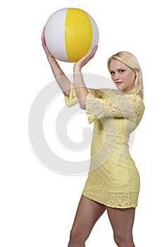 Woman Holding Beach Ball