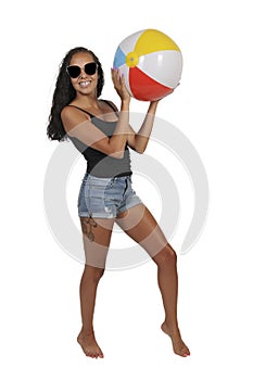 Woman Holding Beach Ball