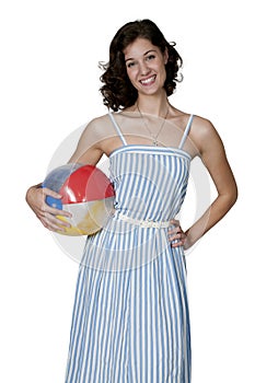 Woman Holding Beach Ball