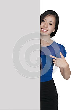 Woman Holding a Blank Sign