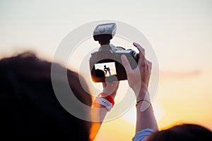 Woman holding a camera