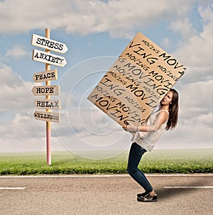 Woman holding a cardbox