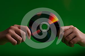 Woman holding cd disk