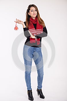 Woman holding Christmas ball