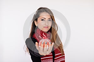 Woman holding Christmas ball